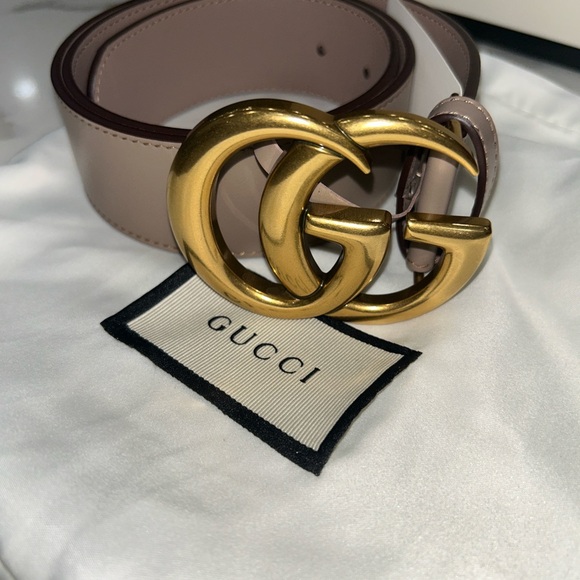 Gucci Taupe Leather Belt with Gold Buckle - Picture 3 of 6